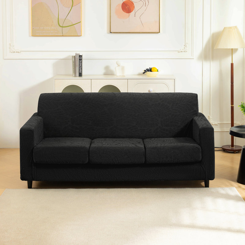 Housse de canapé en jacquard extensible 4 pièces, housse pour canapé pour 3 coussins, protecteur de meubles lavable à la machine