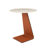 Merkel - Modern Ceramic + Leather End Table