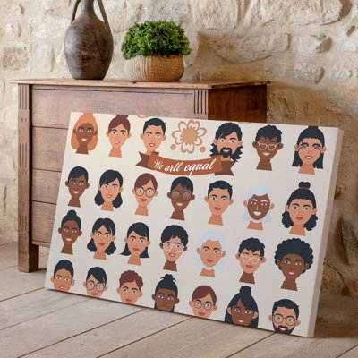 Canvas Create A Vibrant And Inclusive Illustration Featuring A Diverse Group Wall Art Of Stylized Faces Representing Various Canvas Wall Art