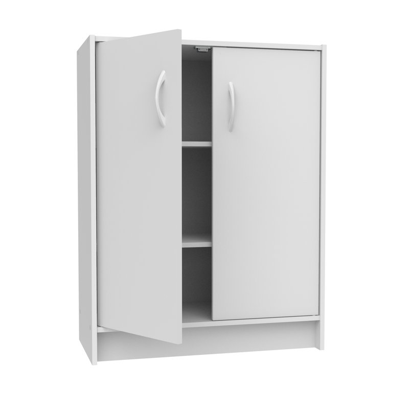 Rangement empilable à 2 portes, Blanc, Blanc