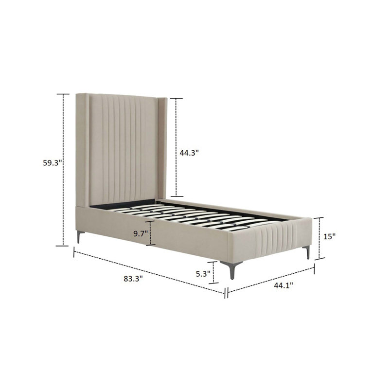 Lit simple tapissier Promenade, Beige, Simple