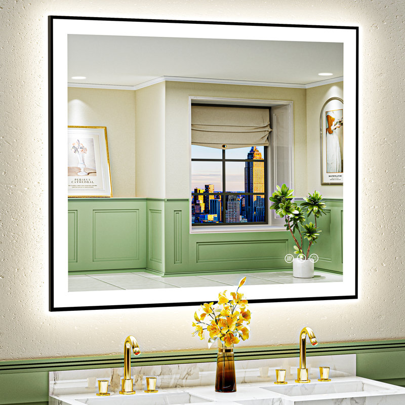 Miroir de salle de bain Tyeishia Matte, 48 po x 40 po