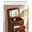 Armoire de rangement à bijoux en bois d'hévéa avec miroir American Style