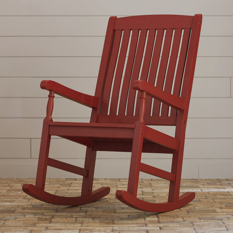 Chaise berçante pour l'extérieur en bois massif Ponce, Rouge