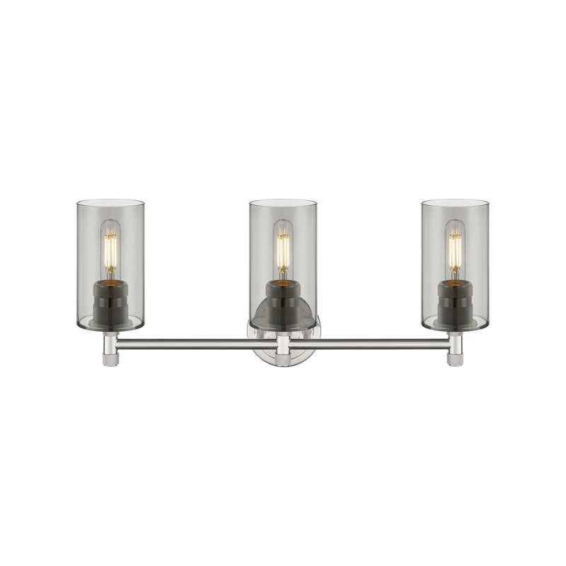 Éclairage pour meuble-lavabo mural 3 lumières Crown Point, Fumée, Nickel satiné