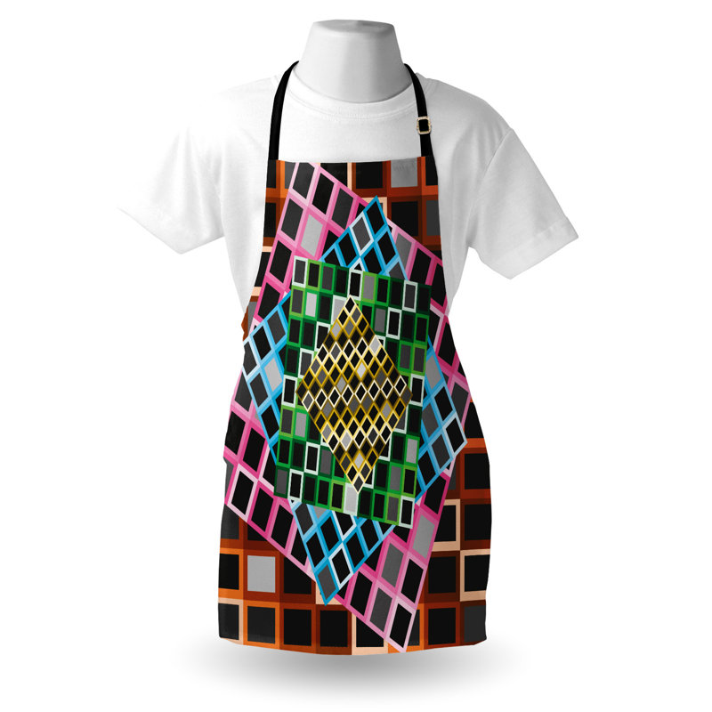 Multicolore, tablier géométrique East Urban Home unisexe, carrés de couleur, taille adulte