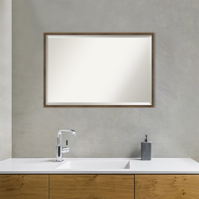 Mettawa Solid Wood Wall Mirror, Bronze, 25.25" x 37.25"