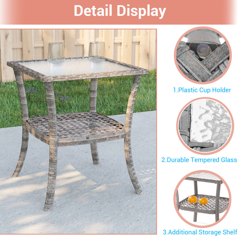 9 Pieces Patio Set with 3-Seater Sofa, PE  Rattan Patio With Thick Cushions and Sturdy Frame, Leaden Gray