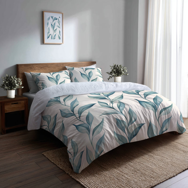 Ensemble de housse de couette Coastal Bed Of 3 - Floral Zen Leaf, Housse de couette très grand et 2 très grandes t