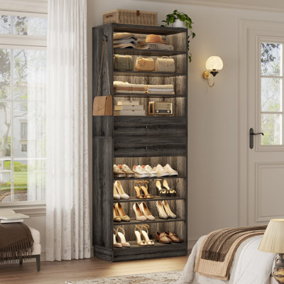 40 Pair Shoe Storage Cabinet, 10-Tier Shoe Rack With Drawers