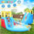 15.42' x 14.57' Inflatable Slide with Water Slide and Air Blower