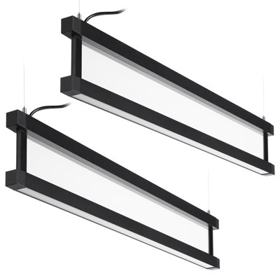 Suspension linéaire DEL LinearLux 122 cm (4 pi) 40 W, éclairage vers le haut, le centre et le bas, 3CCT, pour bureau, noir