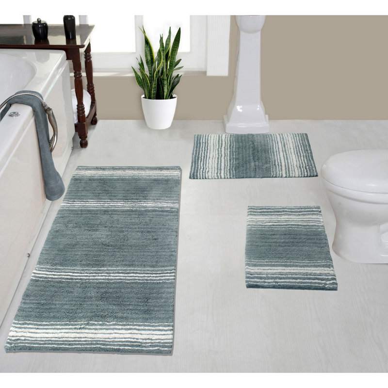 Alamanno 3 Piece Bath Rug Set, Gray