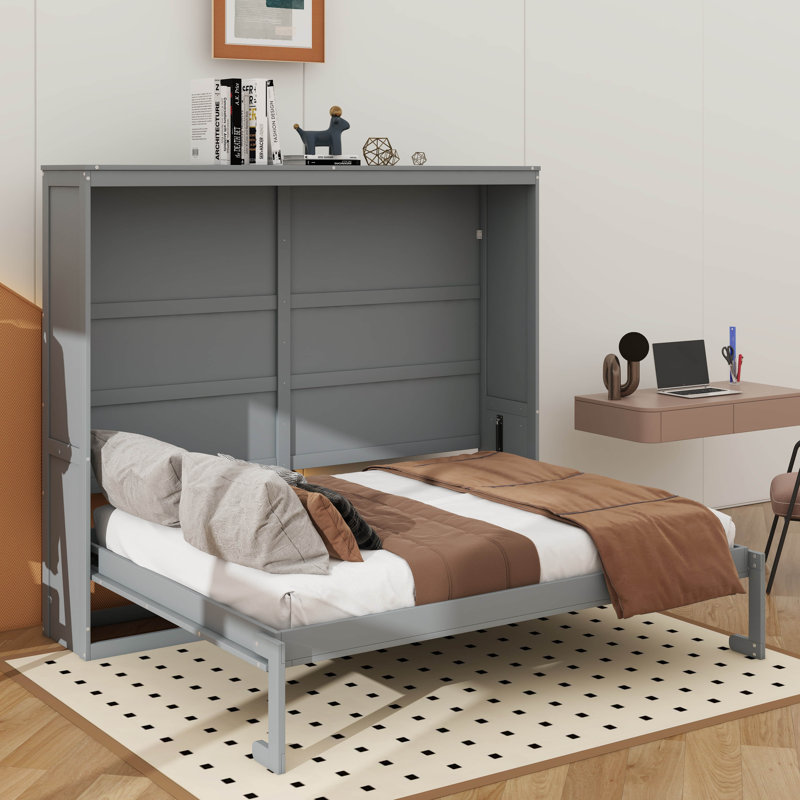 High-Efficiency Space-Saving Murphy Wall Bed, Gray, Full