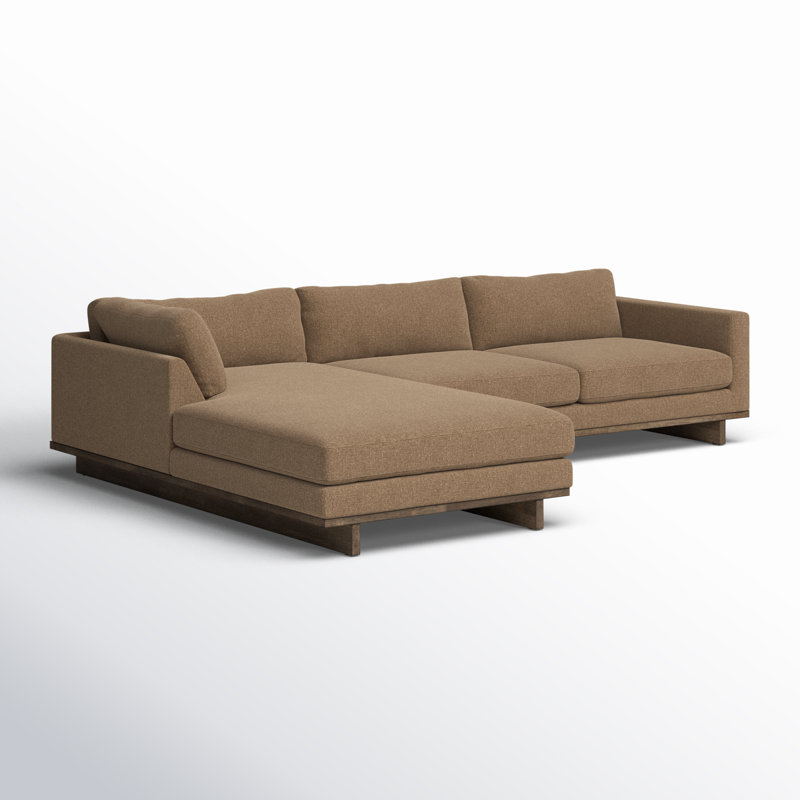 Menades Upholstered L-Shaped Sectional, Left Hand Facing, 32" H x 125" W x 70" D, Antwerp Cafe Linen Blend