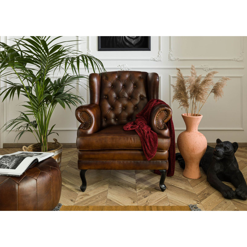 CHESTERFIELD Leather Accent Chair