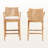 Tobias Rattan and Teak Wood Counter Stool Set, White/Natural Rattan 38.73'' H X 21.85'' W X 19.48'' D