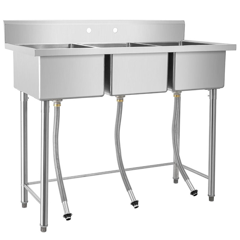 3 Compartment Kitchen Freestanding Sink