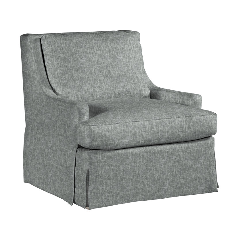 Royce 35" Wide Linen Slipcovered Armchair, Castine Gray