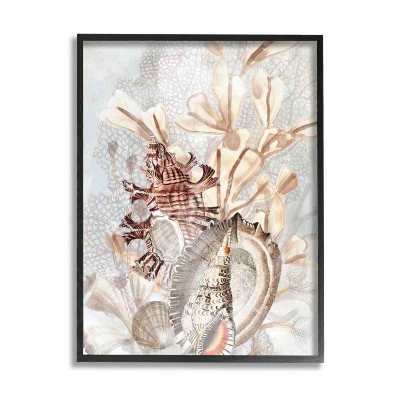 «Az-929», reproduction de coquillage beige sur toile par June Erica Vess, H 14 po x l 11 po x P 1,5 po