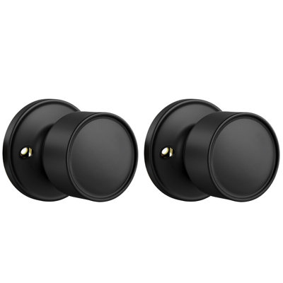 Poignée de porte décorative noire mate factice, poignée de porte ronde non pivotante pour placard, garde-manger ou portes-fenêtres (1 paquet/2 pièces)
