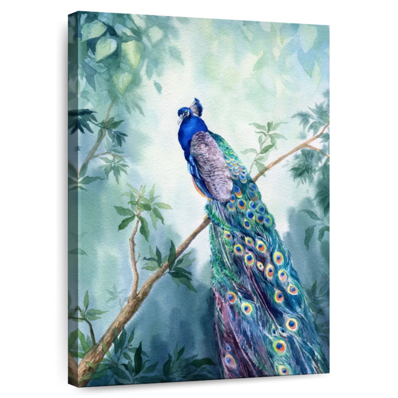 Paon bleu mystique, H 36 po x l 24 po