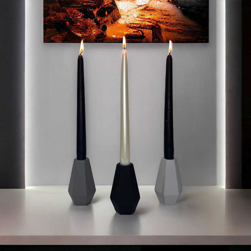 3 Piece Concrete Tabletop Candlestick Set