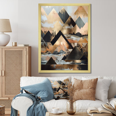 "Horizons géométriques noirs et or", reproduction sur toile