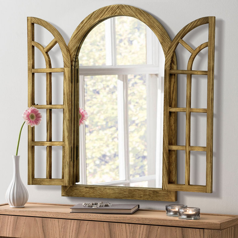 Paola Solid Wood Dome Mirror, 30" x 20", Medium Wood