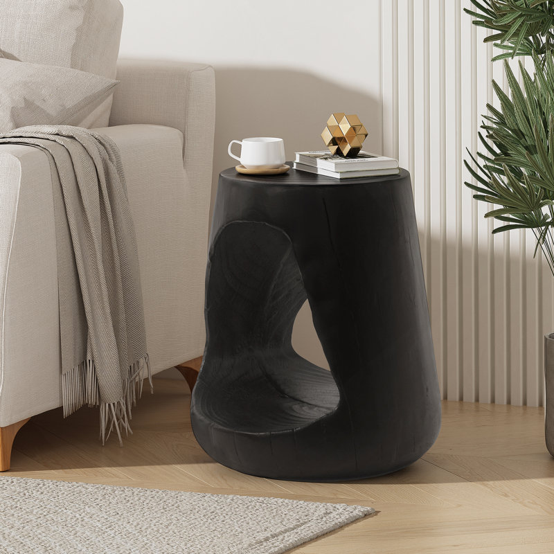 Table d'appoint, texture semblable au bois, Noir
