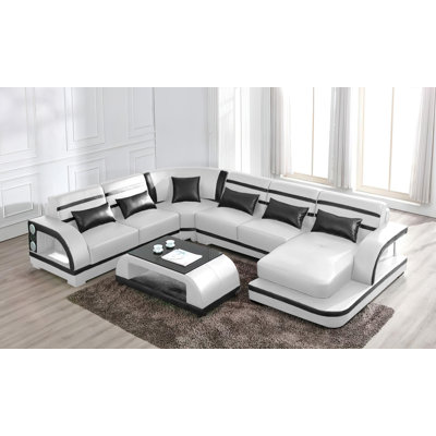 Canapé modulaire en cuir Amaiya