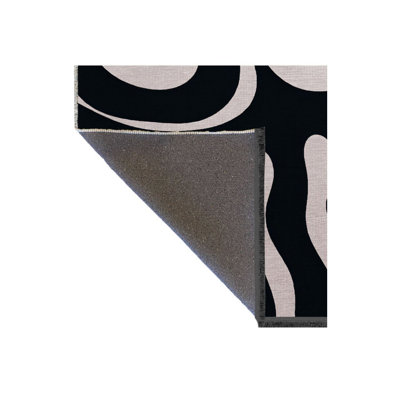 Tapis décoratif noir à motif zébré noir, Sous-tapis rectangulaire 2 pi 6 po x 6 pi 7 po inc