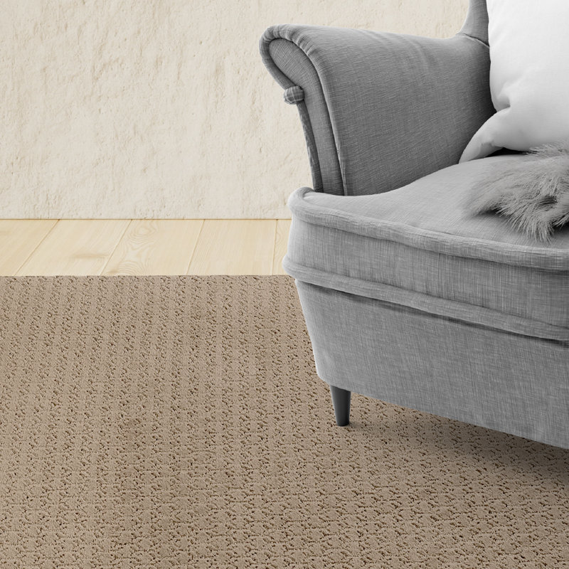 Ensemble de tapis géométriques touffetés en polyester à motif géométrique brun, Carré 3 pi
