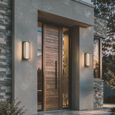 H15" Modern Minimalist Outdoor LED Wall Sconce with White Glass Shade