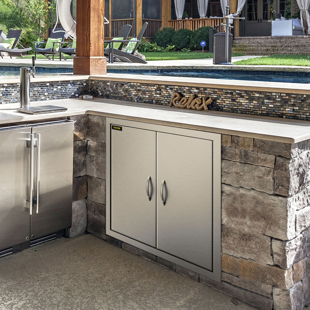 Double Access BBQ Door 24X24 Outdoor Kitchen Cooking Professional Modern Frame VEVOR