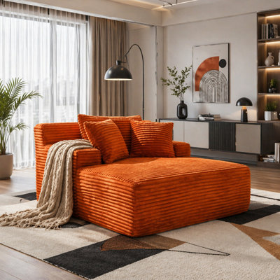 Très grande chaise longue de 66 po pour l'intérieur, canapé-lit sans dossier en fausse fourrure avec coussin, fauteuil de lecture à siège profond, aucun assemblage requis