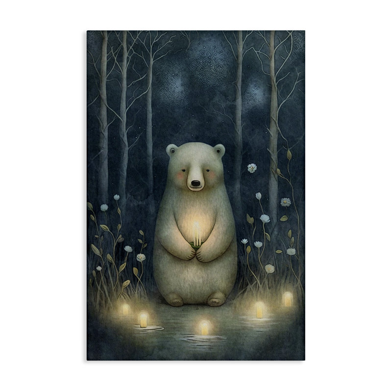 «Mystic Bear», art mural sur toile par The Dutch Lady, H 30 po x l 20 po