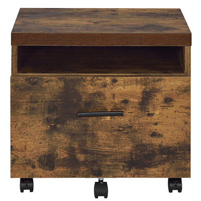 Weathered Oak And Black File Cabinet - 1, Rustic Style For Office, With Open Compartment Shelves, Easy Mobility, 18.5" H X 19.5" W 16.5" D Office 1 16.5