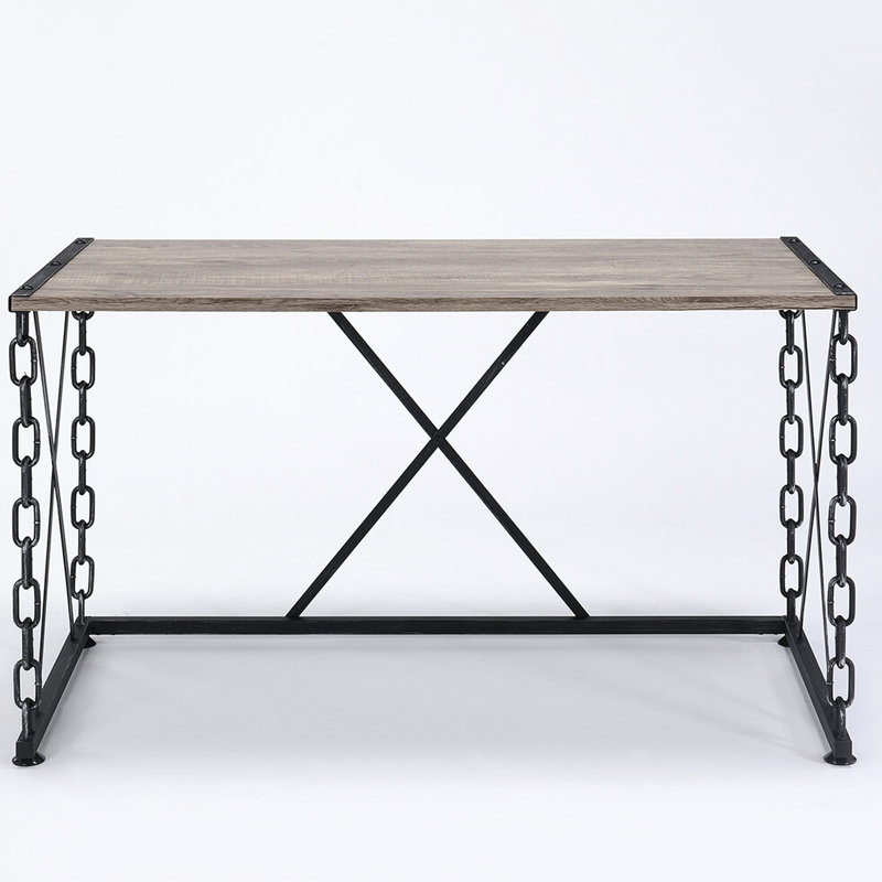 Bureau de travail en chêne rustique noir antique - Stabilité et style