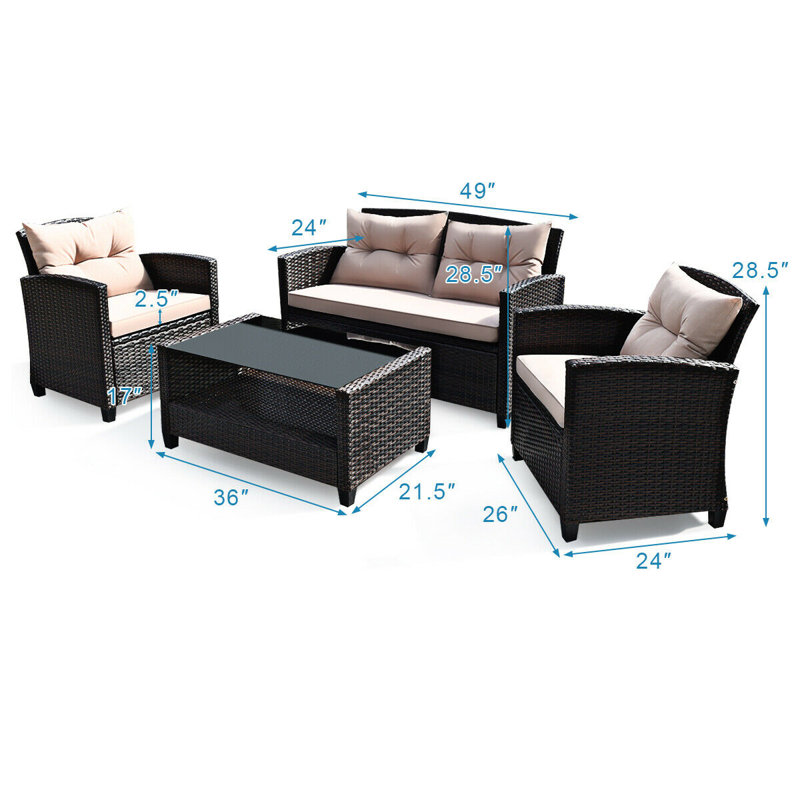 Foxcroft 4 - Person Patio Conversation Sets with Cushions