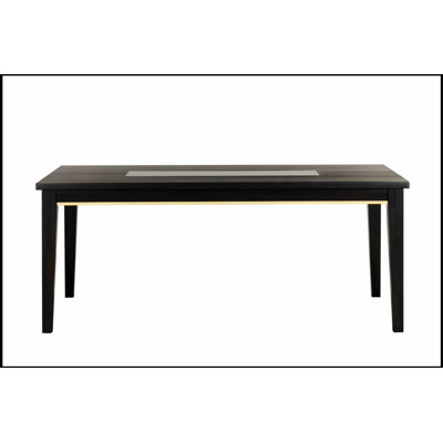 Table de salle à manger contemporaine espresso avec insert de miroir élégant, parfaite pour les salles à manger modernes et élégantes