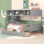 Lit superposé avec tablettes, escalier de rangement et 2 tiroirs-720009287