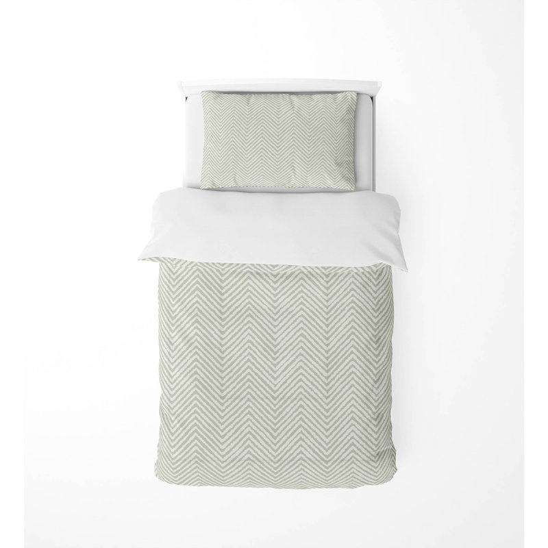 Ensemble d'édredon léger à chevrons, Vert clair