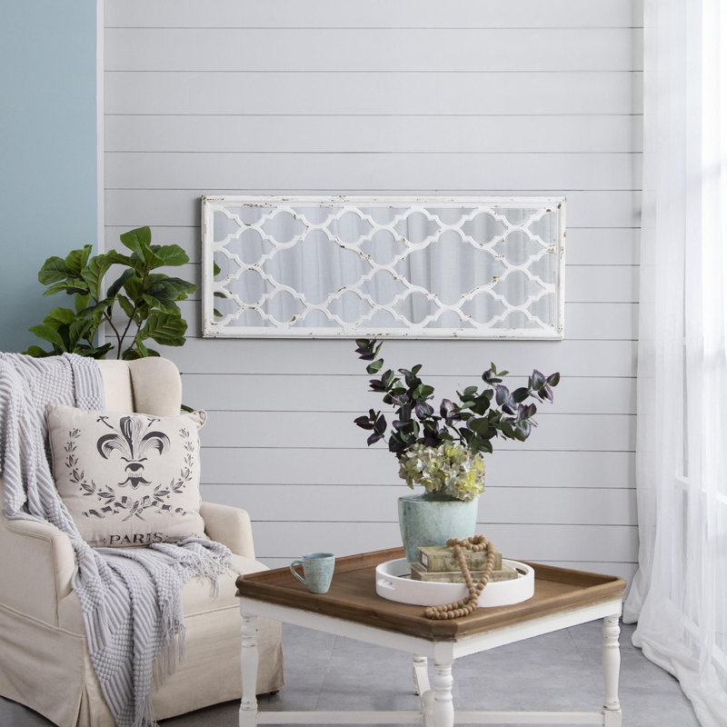 Miroir de plancher blanc vieilli