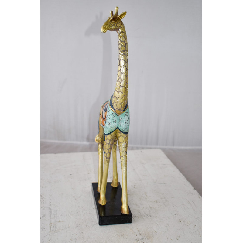 Statue de table girafe en résine colorée regardant autour de la taille: 3 po x 8 po x H 20 po