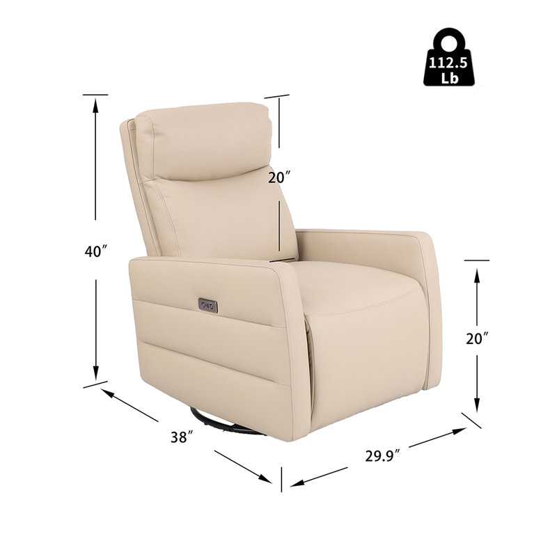 Hokku Designs Pelvora Genuine Leather Zero Gravity Power Recliner with ...
