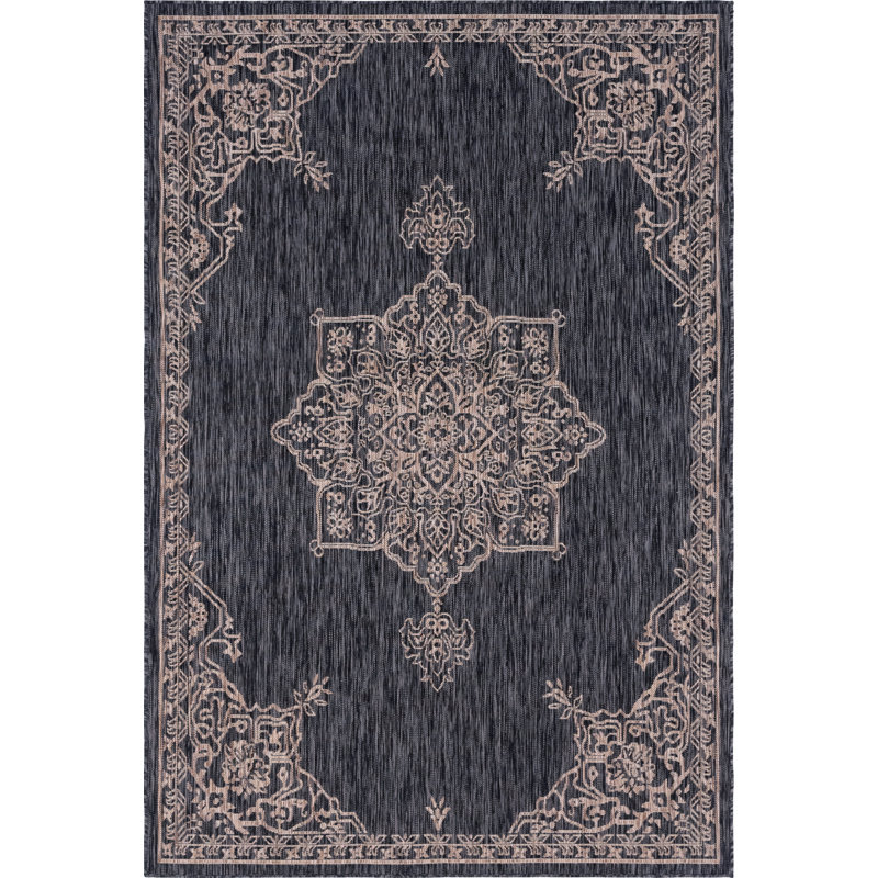 Tapis oriental beige / noir Cowgill, Rectangle 6 pi 1 po x 9 pi