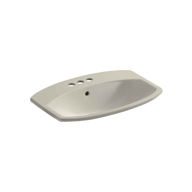 Cimarron Vitreous China Rectangular Drop-In Bathroom Sink with Overflow, Sandbar, 4" Centers