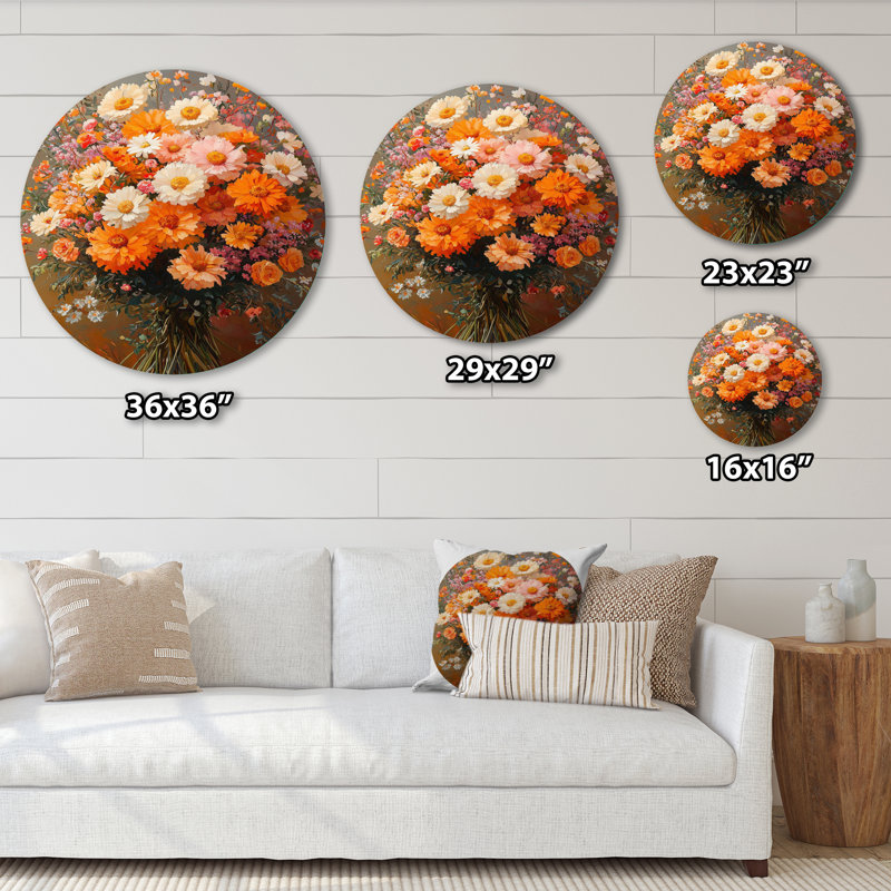 Kaeya - Assortiment de bouquets d'art muraux ronds en métal, H 36 po x l 36 po