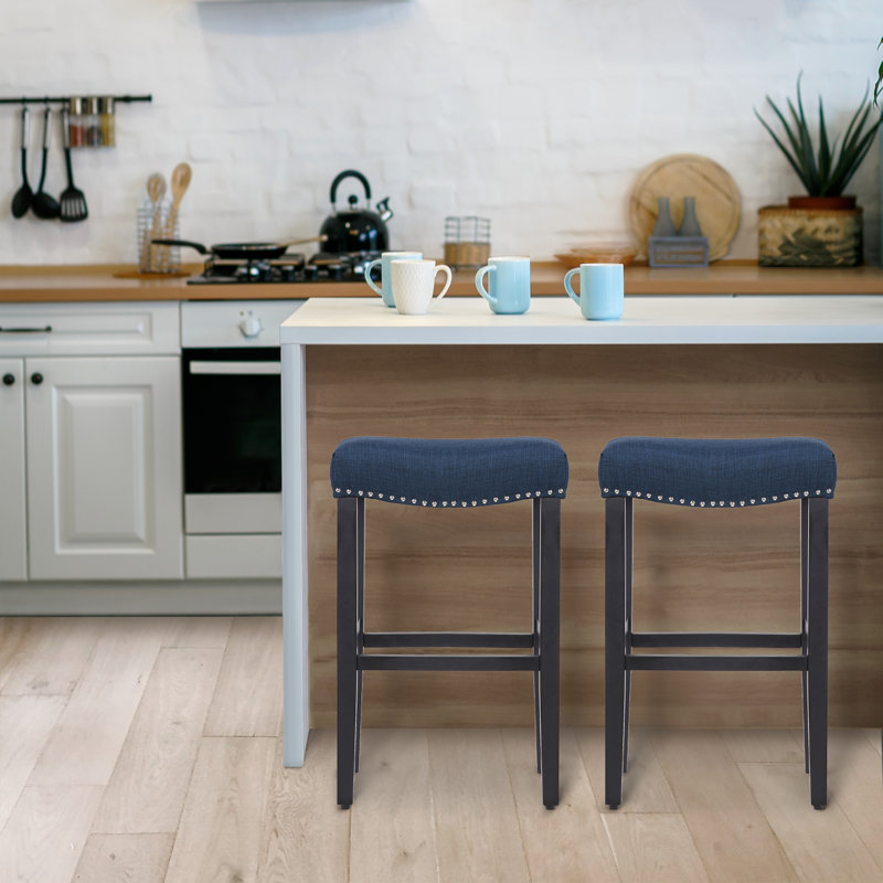 Tabouret de bar et de comptoir Jameson (ensemble de 2), Noir / bleu marine, 2, Tabouret de bar (siège d'une hauteur de 29 po)